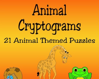 Animals Cryptogram Puzzle Book Cipher puzzles Word puzzles Brain teasers