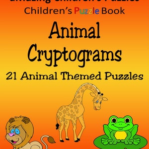 Animais Criptograma Quebra-cabeça Livro Quebra-cabeças de cifras Quebra-cabeças de palavras Quebra-cabeças