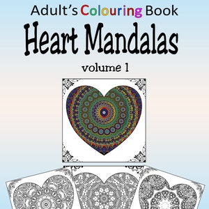 aMazing Adult Colouring Heart Mandalas volume 1 - 25 Heart themed Designs printable digital download for grownups colouring pages