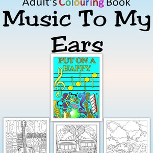 aMazing Adult colouring Music To My Ears home printable digital download for grownups teens older children colouring pages book
