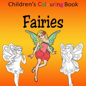 Children&#39;s Colouring book Fairies printable digital download for kids colouring pages