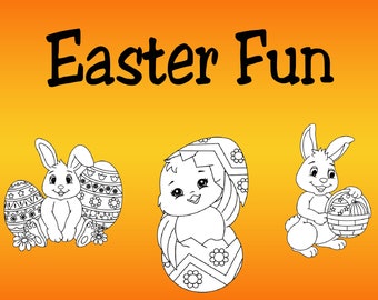 Children's Colouring book Easter Fun chicks and bunnies home printable digital download for younger children colouring pages