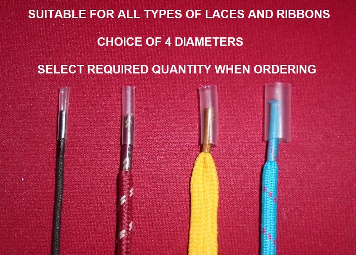 Clear Transparent Aglets Shoelace Tips Ends - Choice of 4 Diameters ...