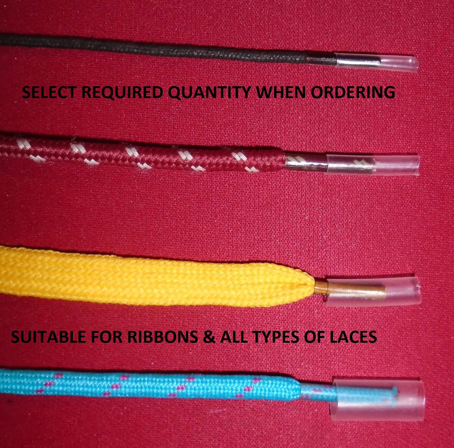 Clear Transparent Aglets Shoelace Tips Ends Choice of 4 Diameters Make