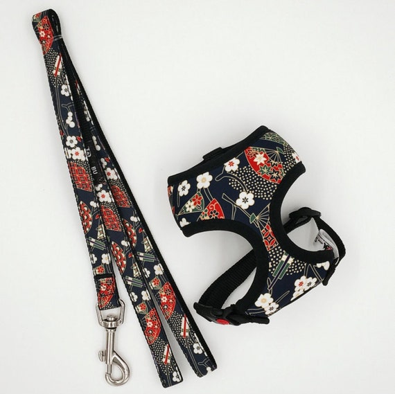 Toy Dog Harness Matching Leash Set Oriental Cherry Etsy