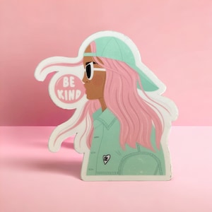 Autocollant en vinyle fille bubble-gum Be Kind