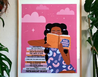 Read Banned Books Art Print: Feminist Illustration (8x10)
