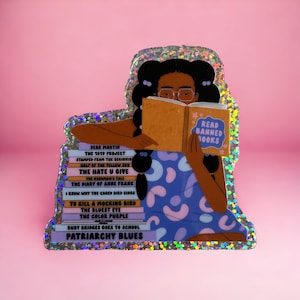 Sticker vinyle scintillant Read Banned Books