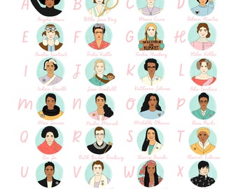 Feminist ABCs, Digital Art Print, Female Portrait, Feminist, Trans Rights, LGBTQ Rights, Intersectional-Feminism, Anti-racism