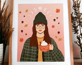 My Favorite Season is The Fall of The Patriarchy | Feminist | Art Print | Digital Illustration | PSL | Pumpkin Spice Latte