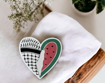 Palästina Herz Sticker | 100% der Gewinne gespendet | Keffiyeh | Wassermelone
