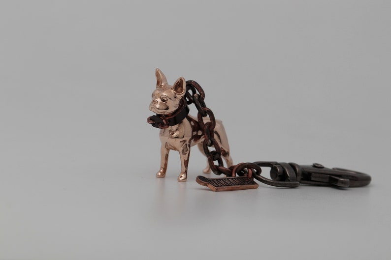 Vakkancs Boston Terrier dog breed bronze 3D keychain image 2