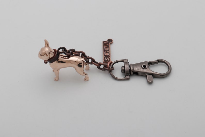 Vakkancs Boston Terrier dog breed bronze 3D keychain image 8