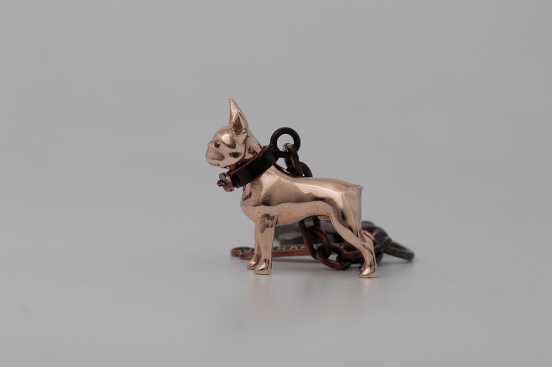 Vakkancs Boston Terrier dog breed bronze 3D keychain image 3