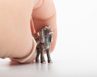 Vakkancs Irish Setter minisculpture pendant dog jewelry (solid sterling silver, 3D)