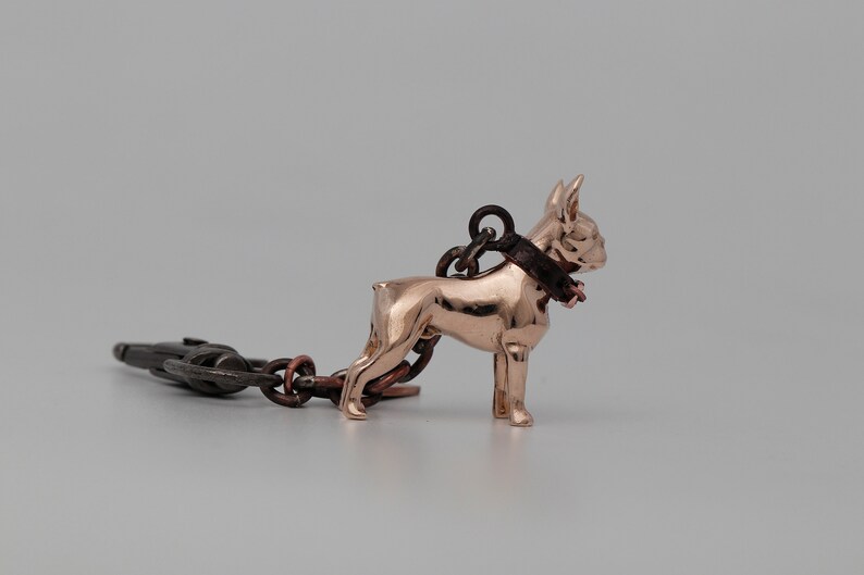 Vakkancs Boston Terrier dog breed bronze 3D keychain image 6