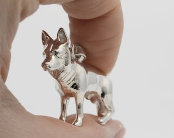 Wisiorek Vakkancs German Shepherd (srebro próby 925, 3D) / figurka miniaturowa