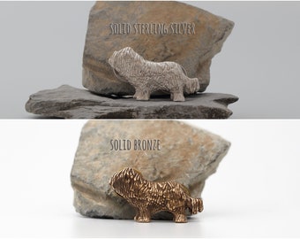 Vakkancs Komondor (Hungarian dog breed) pin - solid sterling silver or bronze