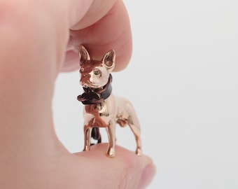 Vakkancs Boston Terrier (dog breed) bronze 3D keychain / miniature figure