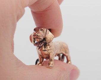 Vakkancs wire haired Dachshund (dog breed) minisculpture keychain (3D solid bronze)