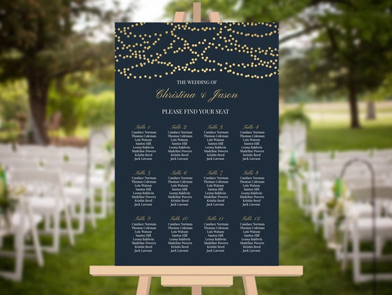Seating Chart Poster Reception Seating Poster Wedding Etsy
