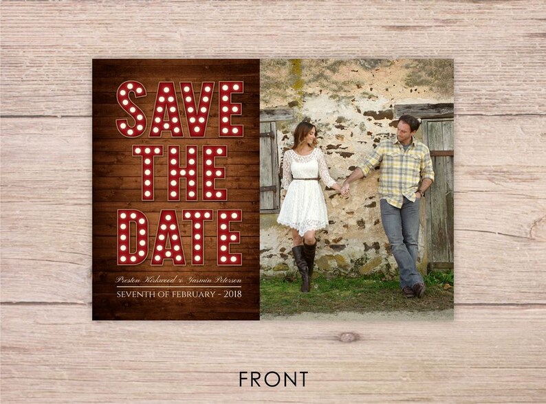 Custom Save the Dates Save the Dates Save the Date Marquee Rustic printed Save the Date card Personalized Save the Date Card