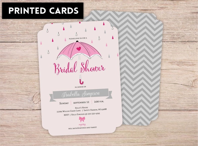 Bridal Shower Invitation Bridal Shower Invitations Shower Invites Personalized little pink umbrella