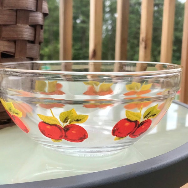 Imperial Clear Glass Bowl with Cherries Tomato’s Apples Bowl Small Glass Bowl w/ Fruit Veggie Durable 31 Heat Resistant Imperial Glass