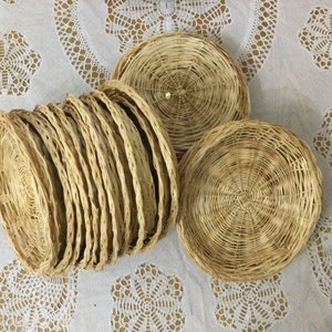 10 pezzi Portapiatti di carta rotondi in bambù da 9&quot; Portapiatti di carta in bambù - Sottopiatti riutilizzabili in bambù