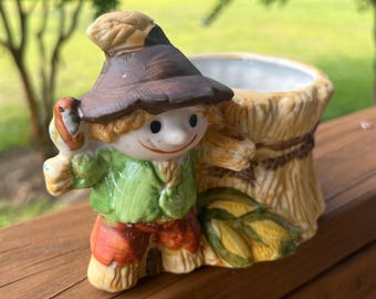 Decorazione autunnale Raro spaventapasseri in ceramica Decorazione per la casa Decorazione autunnale Fioriera per le feste di Halloween Portapenne autunnale Vaso autunnale Molto realistico