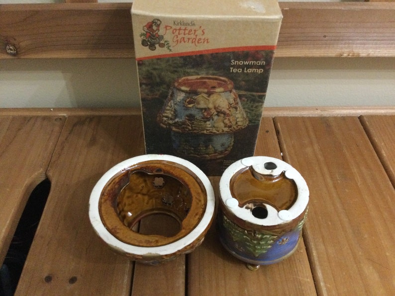 Kirklands Potters Garden Snowman Tea Lamp Tea Light Lamp With Etsy
