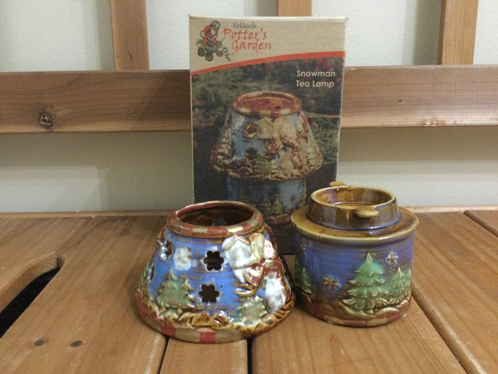 Kirklands Potters Garden Snowman Tea Lamp Tea Light Lamp With Etsy