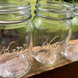 ヴィンテージガラス製カーメイソンジャー3個入り 透明メイソンジャー キャニングジャー / メイソンジャー（カップ2個入り） / セルフサービングカーメイソンジャー