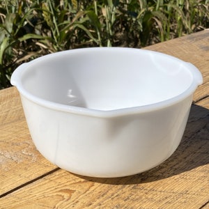Puede incluir: Un cuenco blanco con base redondeada y dos asas pequeñas. El cuenco está hecho de un material brillante y se asienta sobre una superficie de madera. El fondo presenta follaje verde.
