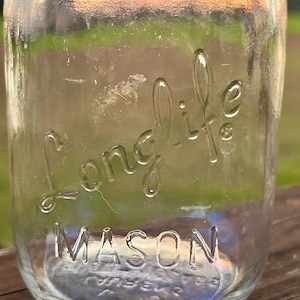 1 tarro de cristal vintage LONGLIFE - Frascos de conserva transparentes. Laurens Quality Glass desde 1910.