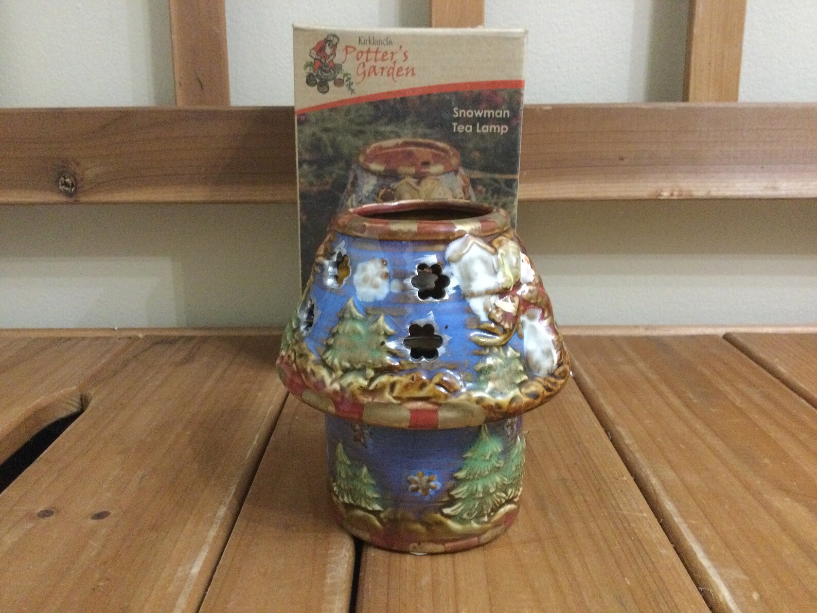 Kirklands Potters Garden Snowman Tea Lamp Tea Light Lamp With Etsy