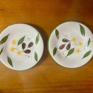 Set Of Two Villaware Olive Oil Dipping Plates Saucers Stoneware Vintage4.5&quot; Diameter .75&quot; Tall / Small Plate / Sauce Dish Small Sushi