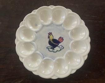 Hen Deviled Egg Plate - Ceramic Appetizer Tray, Holds 12
