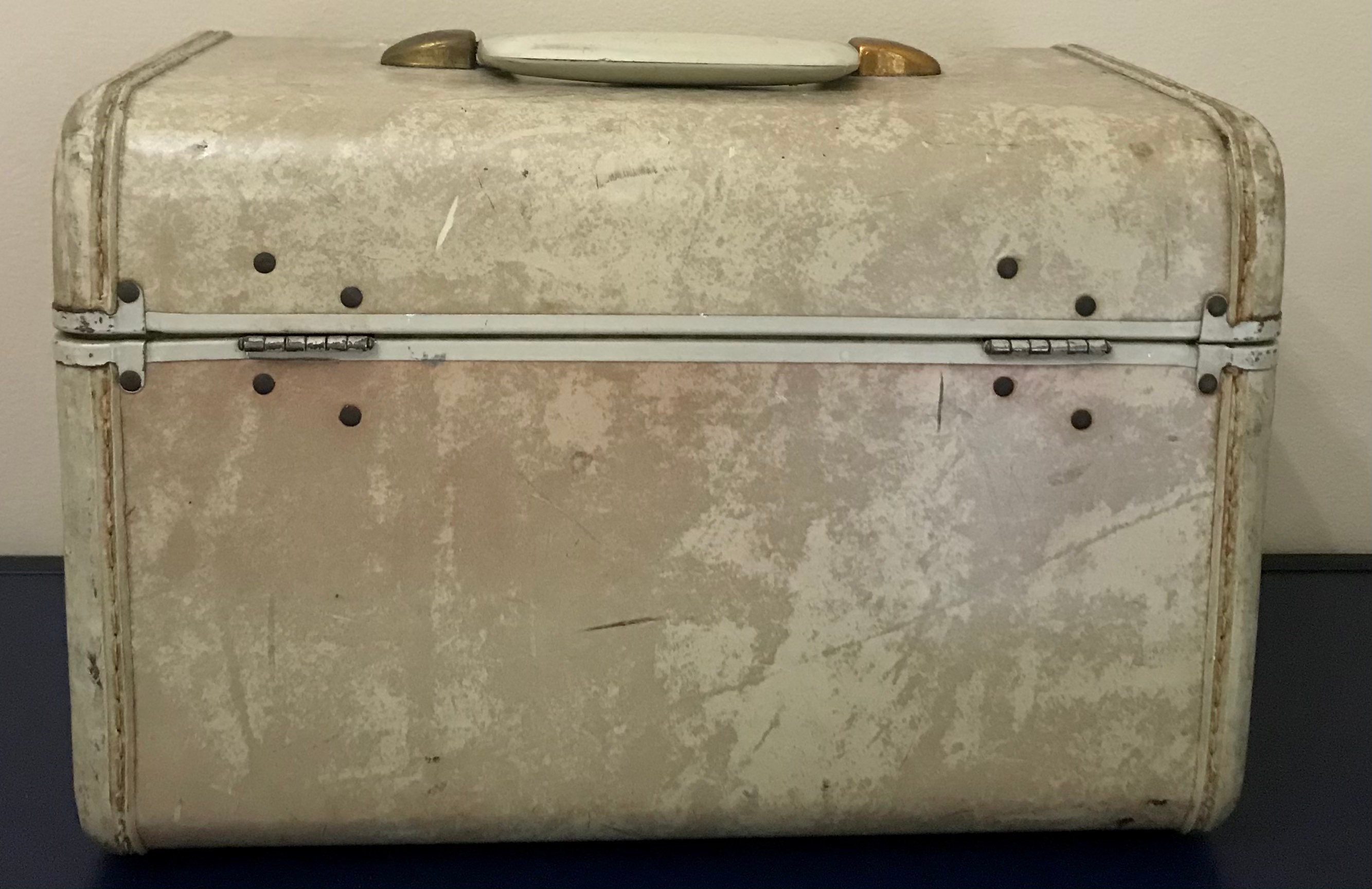 Vintage Train Case Samsonite White Beige Marble Train Case Etsy
