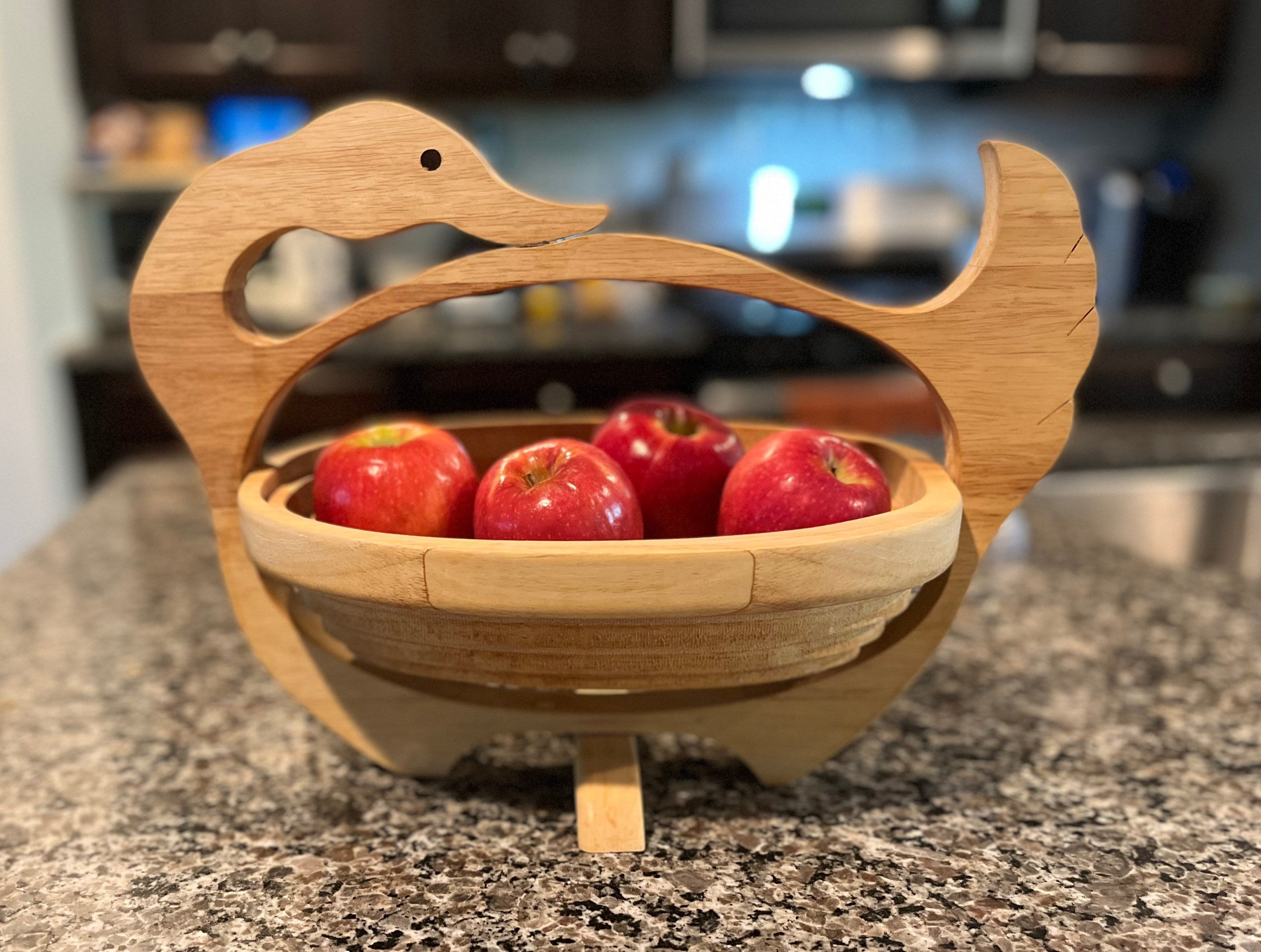 Duck Gift Wooden Table Collapsible Wooden Bowl Trivet Wooden Spiral Duck  Bowl Hand Carved Wooden Spiral Cut Wooden Basket No Hardware Needed -   Israel