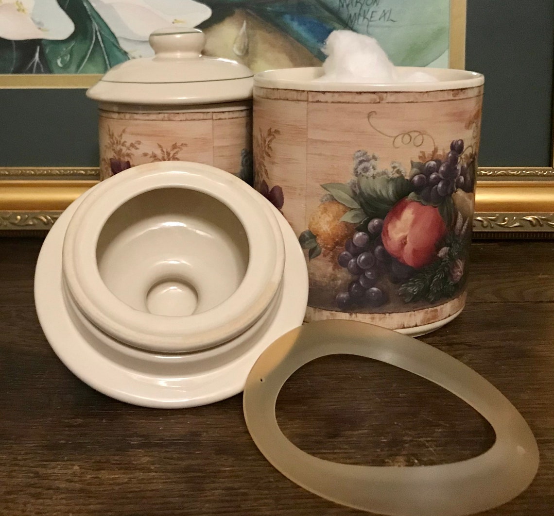 Kitchen Canisters w/ Rubber Seal Lid Ceramic Container Set of Etsy