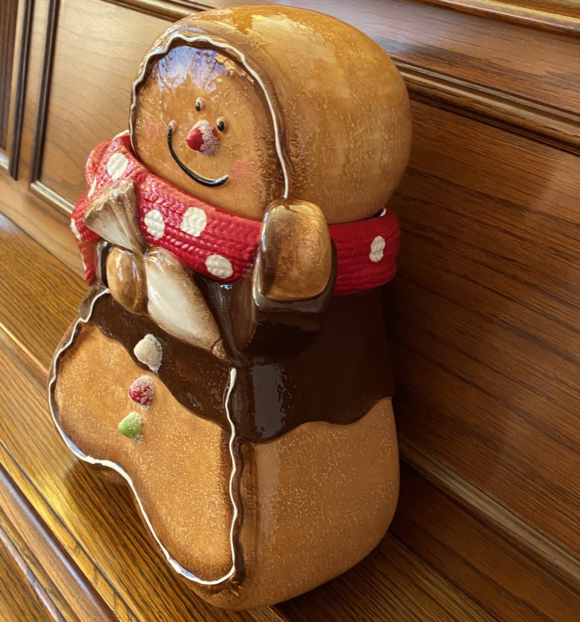 Cookie Jar Cracker Barrel Handmade Christmas Figural Etsy