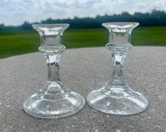 2 Glass Tapered Candle Holders