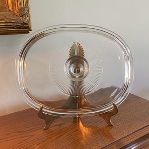 F12C Vintage PYREX langwerpig ovaal deksel doorzichtige braadpan Pyrex deksel vervangend pyrex deksel F-12-C koepel Starburst-knop F12-C