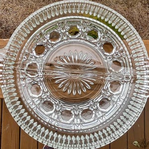 Vintage Federal Glass Windsor Clear divided Clear Glass Relish Dish Button & Cane Design 1950s Discontinued Federal Glass Decor Versatile