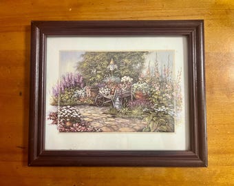 Vintage Rectangular Original Wooden Frame Mounting Hardwarerint - Framed