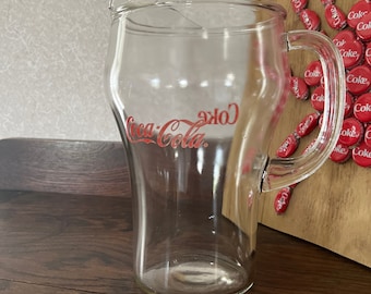 Vintage Coca-Cola Glass Pitcher – Heavy Diner Style Coke Beverage Container
