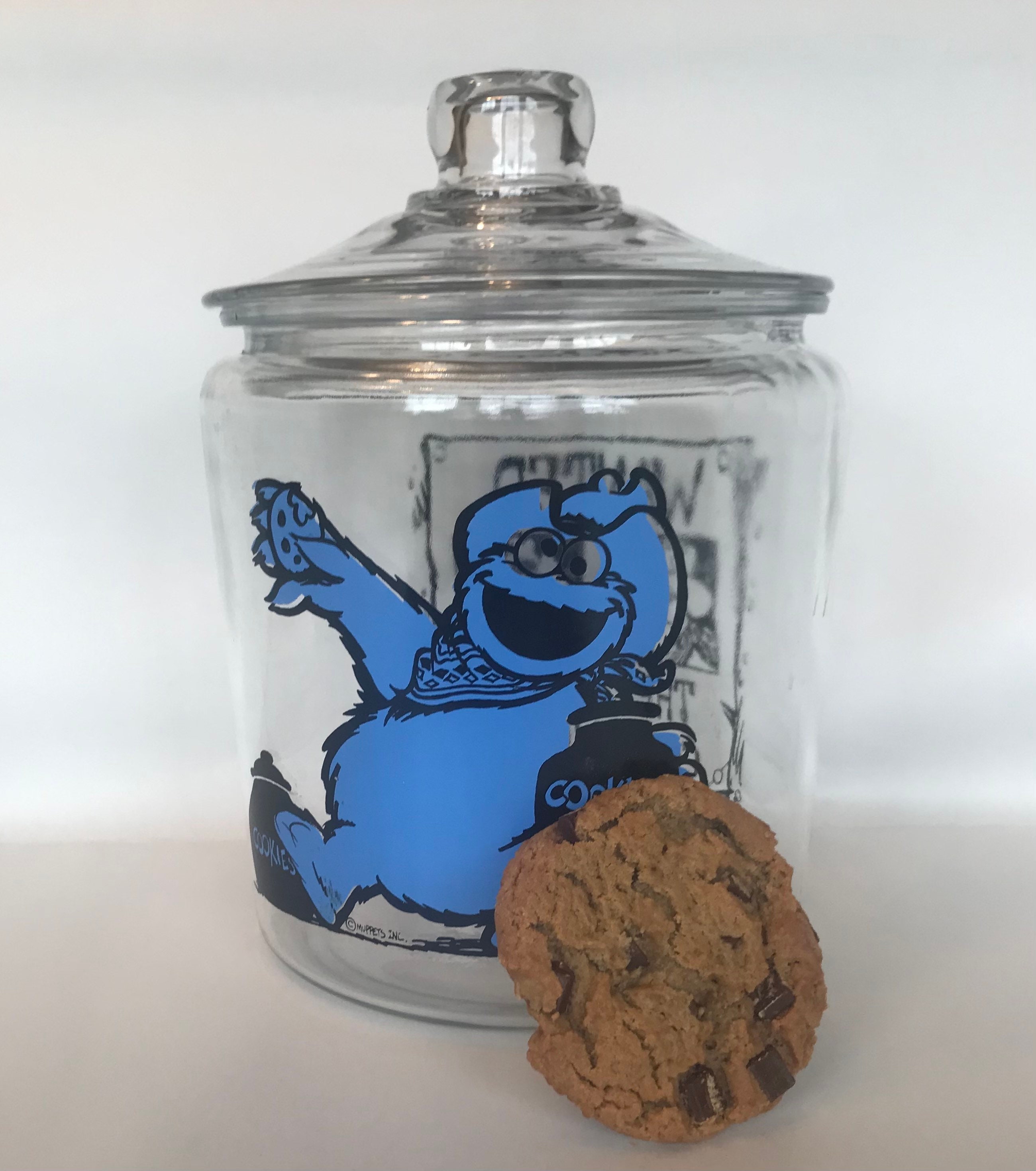 Vintage Cookie Monster Cookie Jar Wanted the Great Cookie Thief Sesame  Street Cookie Jar Large Glass Cowboy Cookie Monster Cookie Jar 