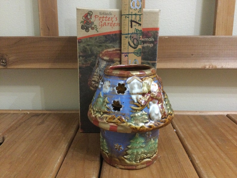 Kirklands Potters Garden Snowman Tea Lamp Tea Light Lamp With Etsy