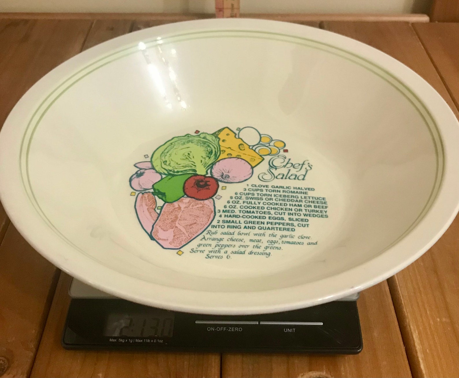 Vintage Salad Serving Bowl Chefs Salad Bowl W Recipe Inside Etsy